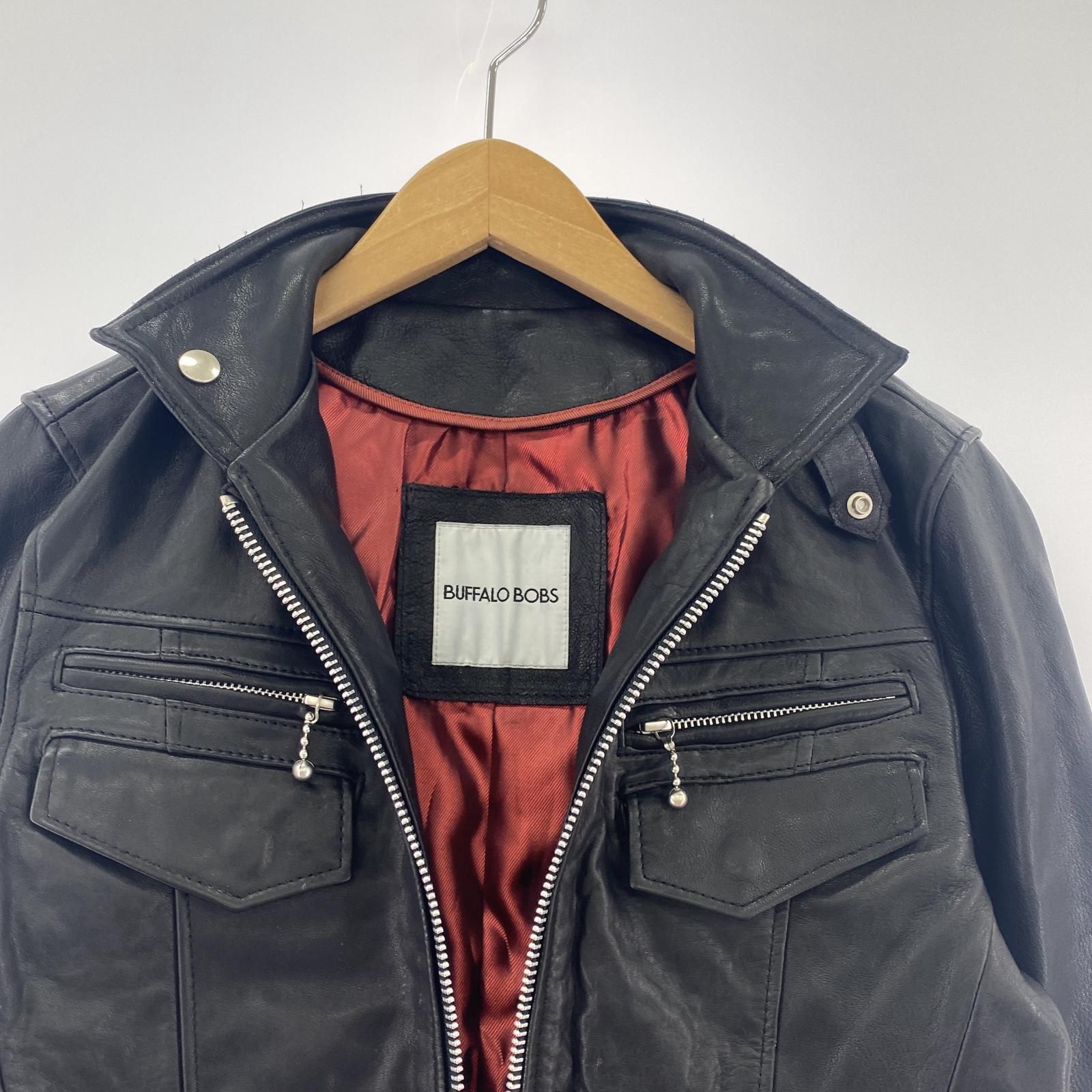 BUFFALO BOBS 子羊革製 ブラック シングルライダースジャケット