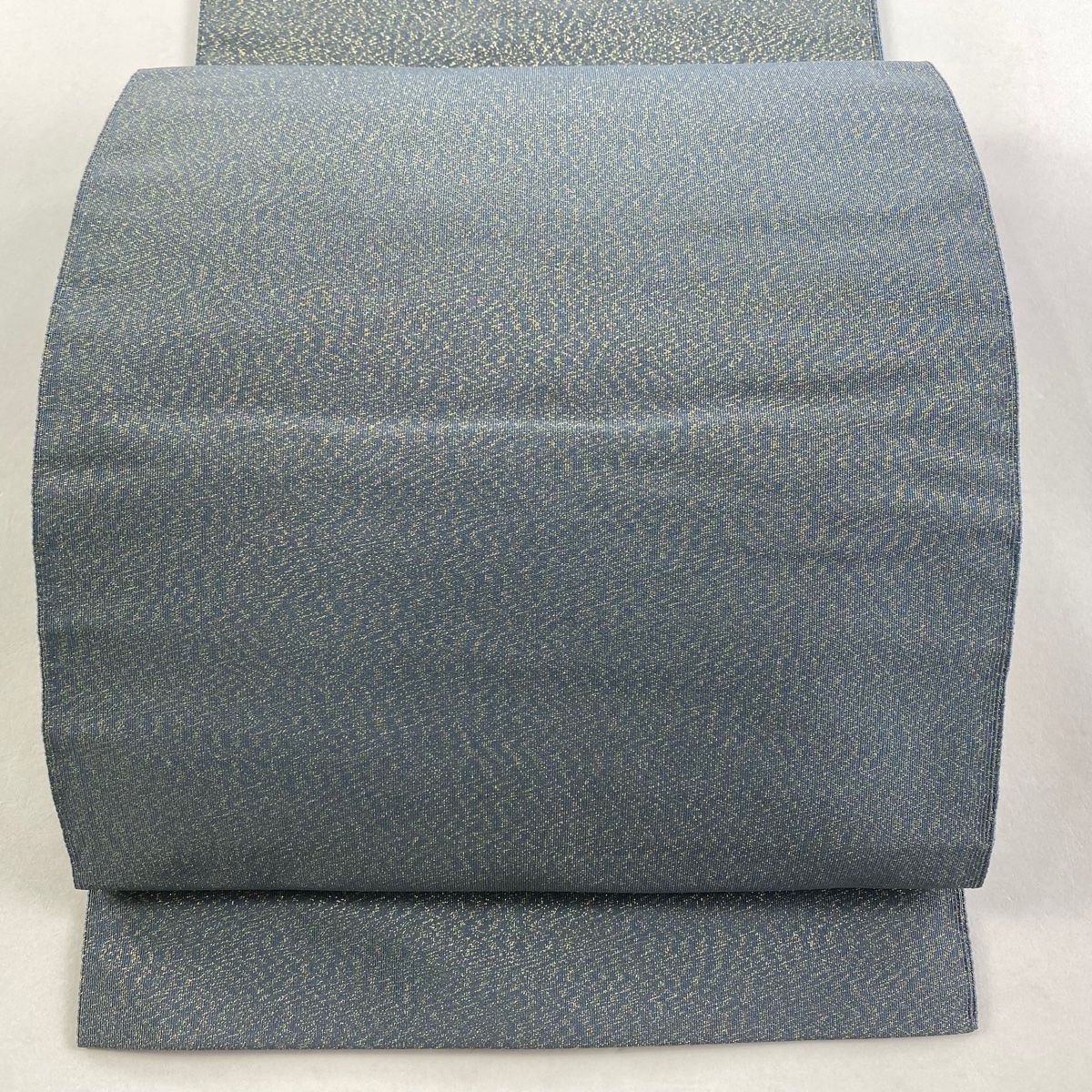 名古屋帯 松葉仕立て 八寸名古屋帯 金通し 灰緑 正絹