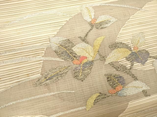 平和屋着物○西陣 河村織物 河村つづれ 八寸名古屋帯 花丸文 金