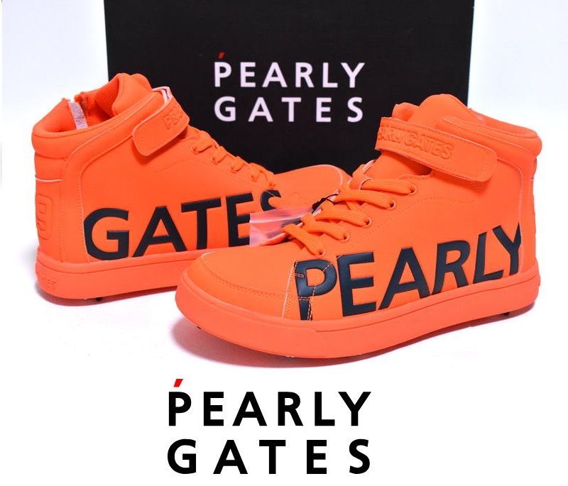 PEARLY GATES ロゴ ミドルカット ゴルフシューズ 25.5cm 053-0992309 オレンジ パーリーゲイツ スパイク