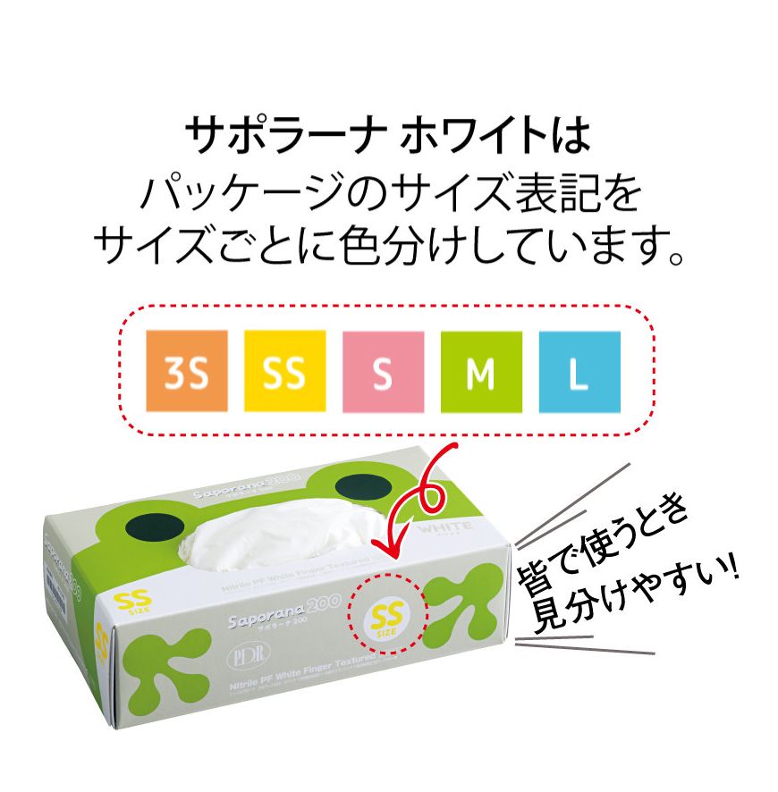 【2箱】ニトリルグローブ　サポラーナ　ホワイト（200枚）　医療用グローブ　手袋