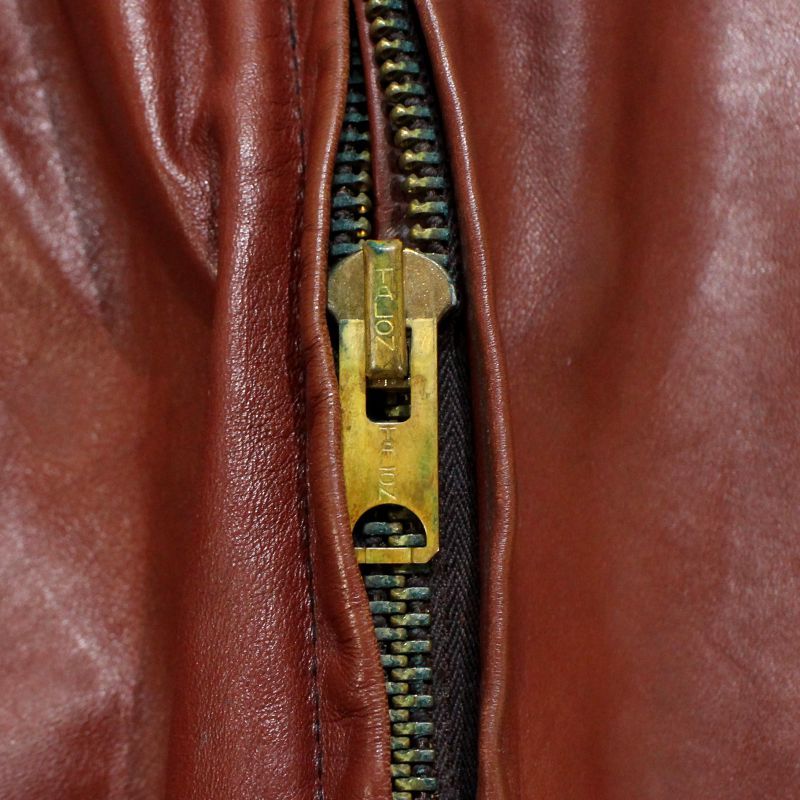 70s VINTAGE THE GENUINE LEATHER 本革 ジャケット 70s シングルライダース レザージャケット 茶 44 - Sixpacjoe