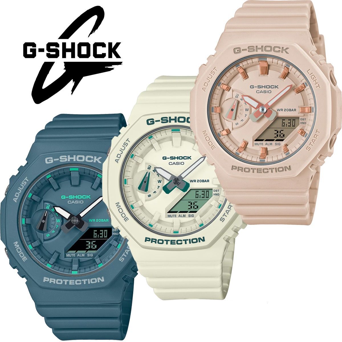 CASIO G-SHOCK カシオ 小さめ ジーショック Sシリーズ GMA-S2100 シリーズ ボーイズサイズ アナログ デジタル ニュアンスカラー オクタゴン 八角形 カーボンコア 防水 レディース 女性 カシオーク CASIOak