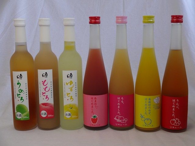 フルーツバラエティリキュールセット7本 あまおう りんご梅酒 もも梅酒 ゆず梅酒 うめとろ ももとろ ゆずとろ 500ml×7本