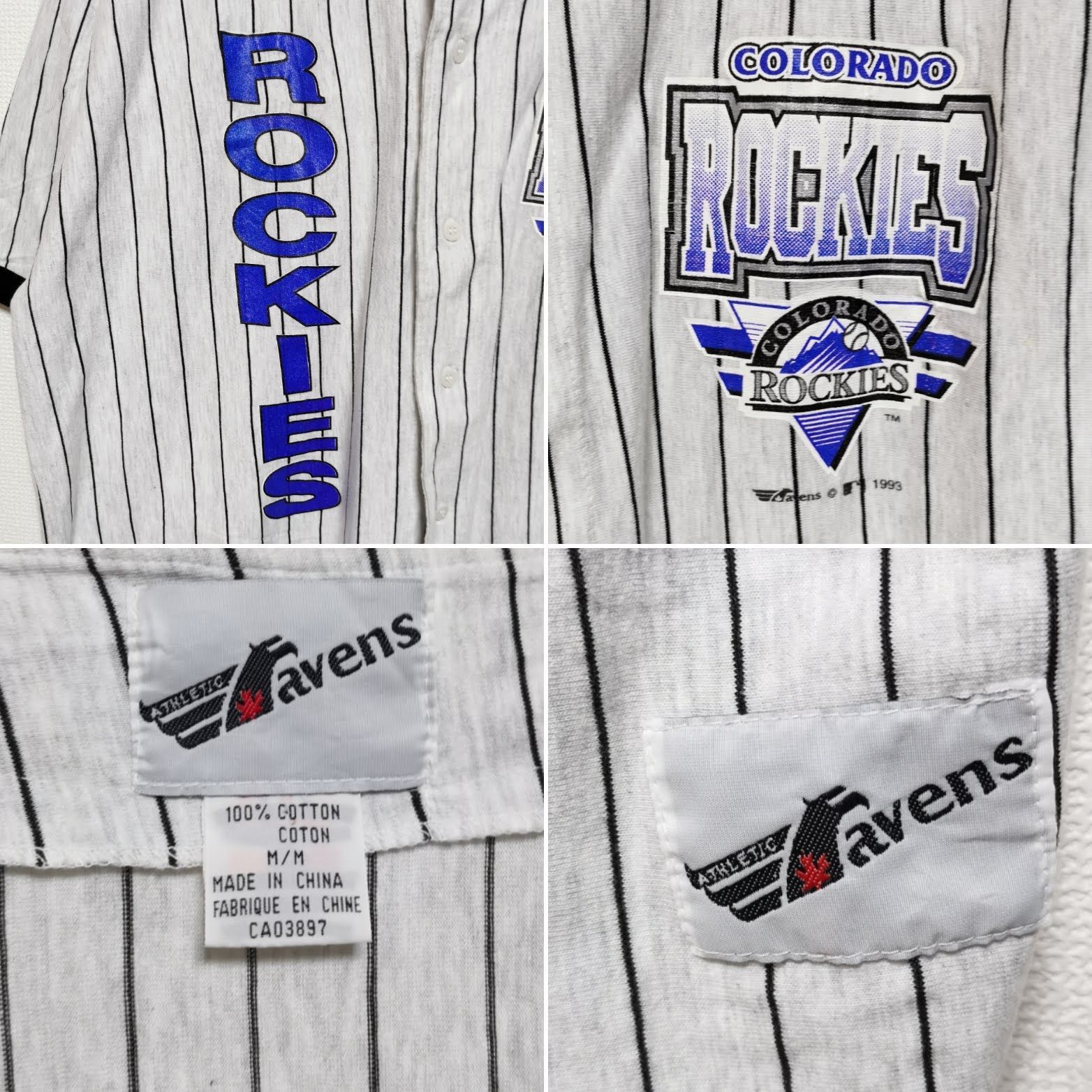 90s USA製 コロラドロッキーズ ベースボールシャツ MLBロゴ入り