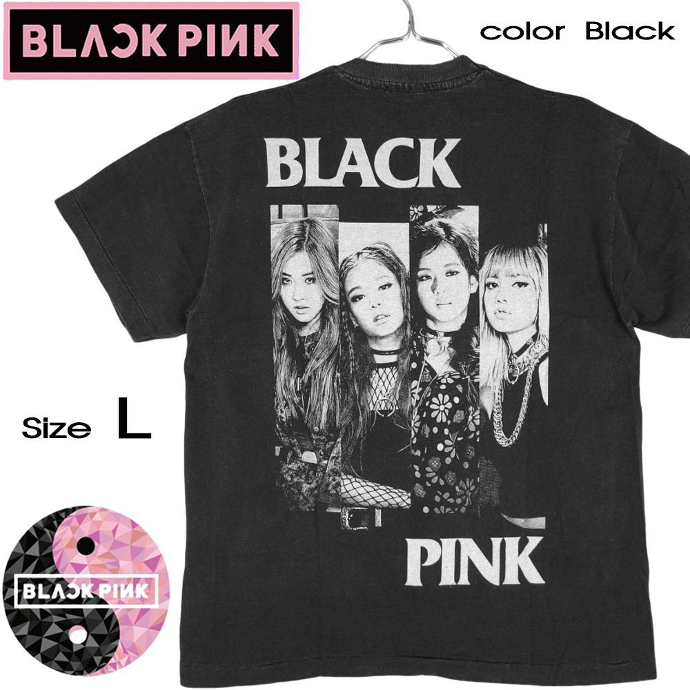 181 BLACKPINK ブラックピンク Ｔシャツ ブルピン 美品 blackpink ブラック L サイズ LISA リサ バンドT ロックT 韓国 ガールズグループ BLINK ジス ジェニ ロゼ フォトT メンズ レディース ペアルック 誕プレ 希少