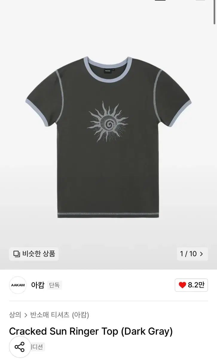 アーカム Cracked Sun Ringer Top Dark Gray