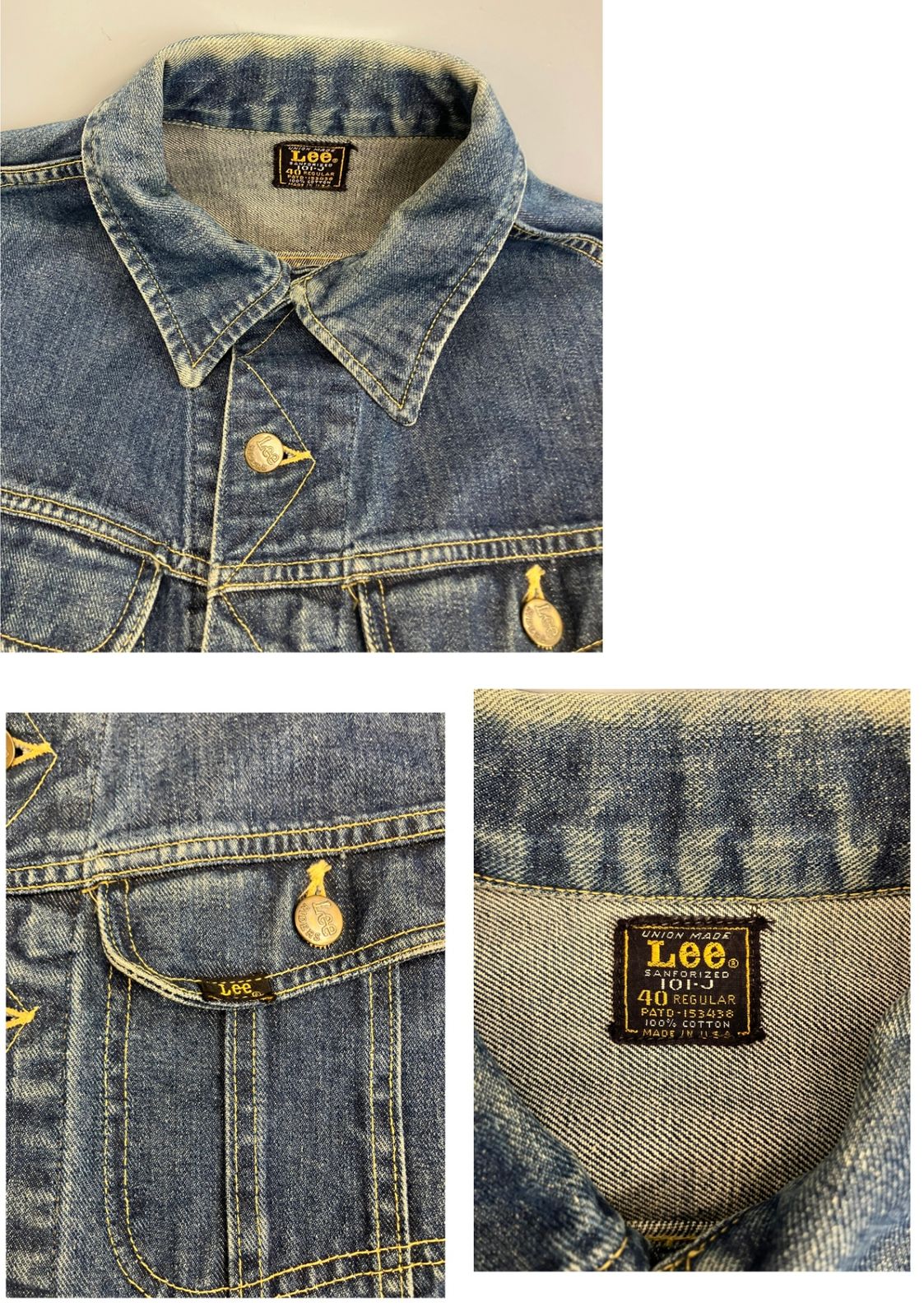 Lee 101J 　四角黒タグ　60sヴィンテージ ジャケット リー Lee 60's 60年代前半 101-J 四角黒タグ ®有りデニム