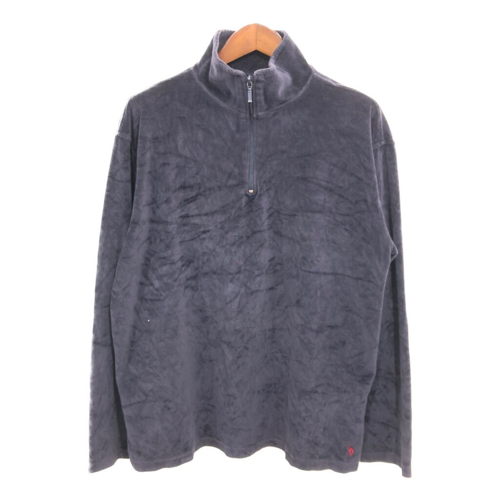 Polo by Ralph Lauren ポロ ラルフローレン スリープウェア ベロア ハーフジップ プルオーバー ネイビー (メンズ L) 中古 古着 P9602