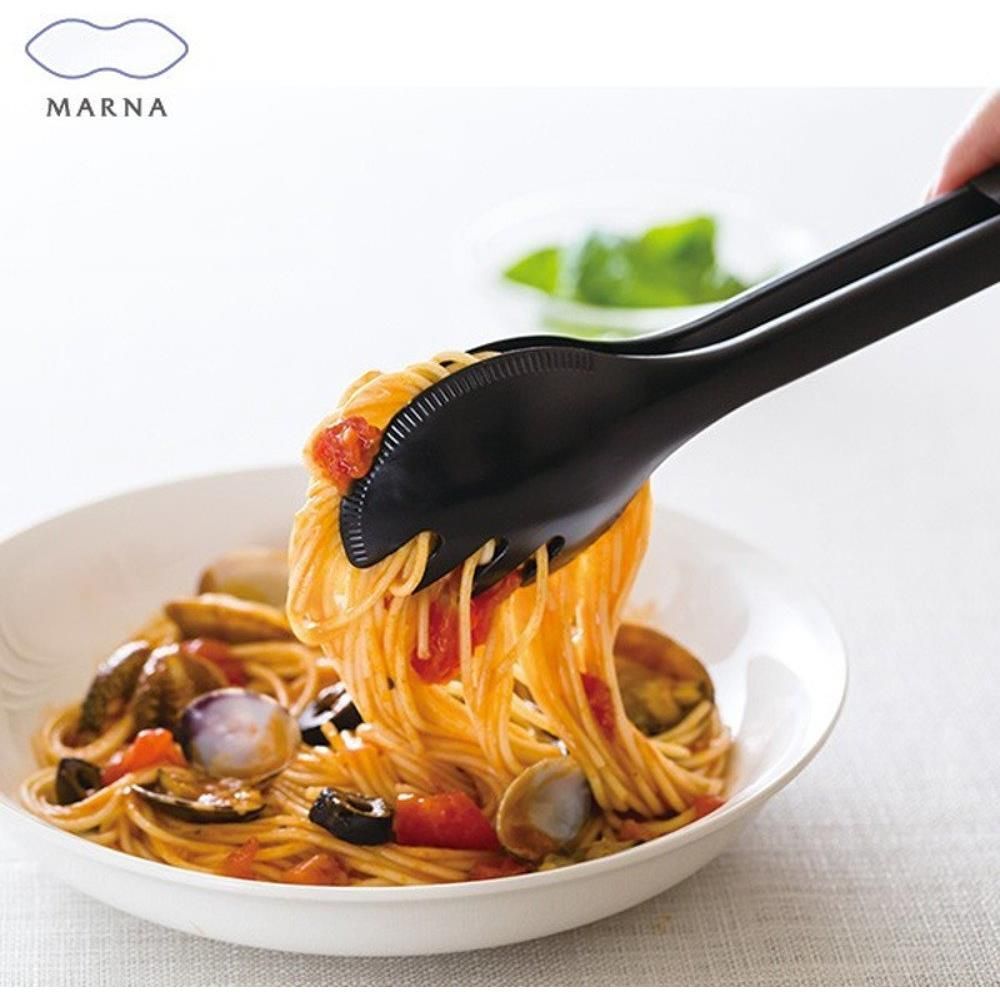 【数量限定♪】ブラック キャッチ マーナ(marna) oicia 麺キャッチトング (つかみやすい / パスタ うどんなどに) キッチントング 麺 トング ブラック K594BK