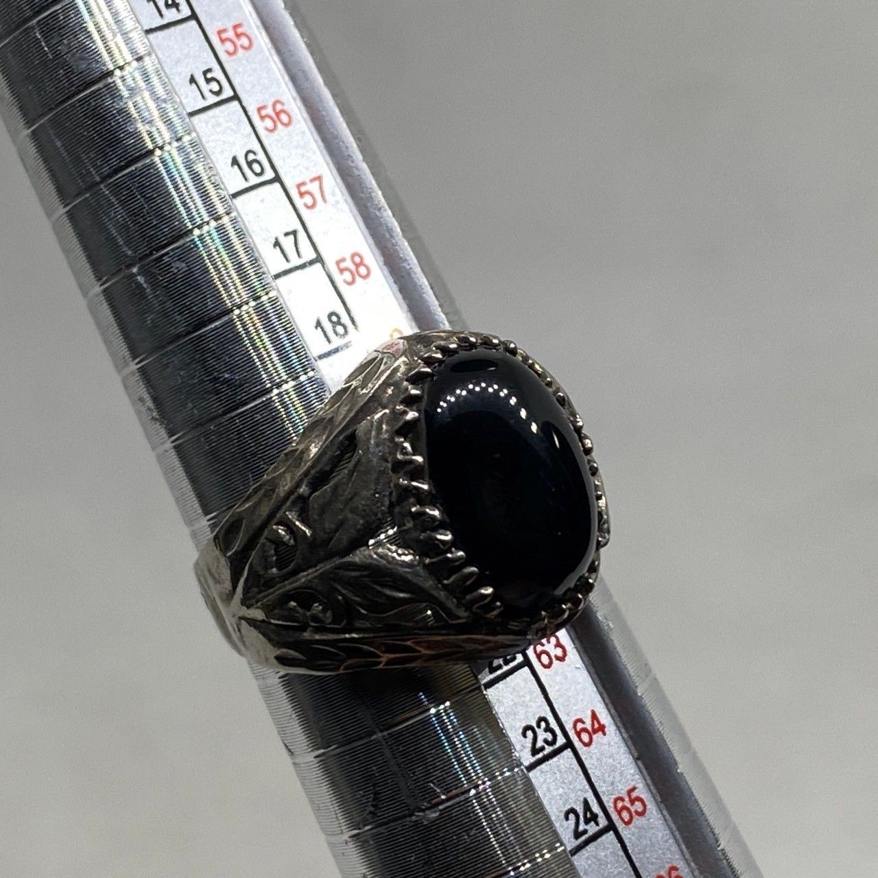 ブラック　オニキス　シルバー　リング　指輪　20号　#インディアンジュエリー ブラック オニキス シルバー リング 指輪 20号 #インディアン