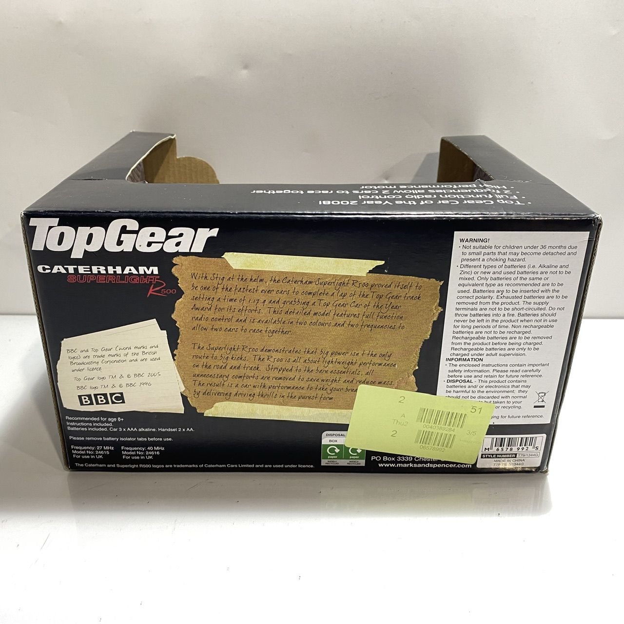 未使用　ケータハムセブン R500 TopGear RCカー CATERHAM Top Gear ケーターハム Superlight R500ラジコンカー再入荷
