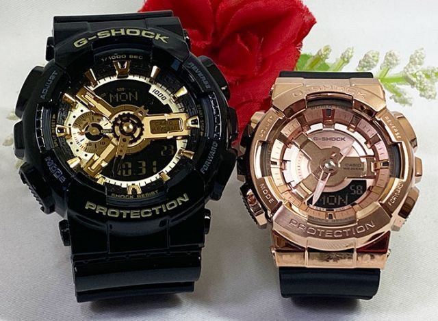 恋人たちのGショック ペアウオッチ G-SHOCK ペア腕時計 カシオ 2本セット gショック GA-110GB-1AJF GM-S110PG-1AJF アナデジ 電池式  ラッピング無料 　クリスマス プレゼント 誕生日 御祝い還暦 銀婚式 