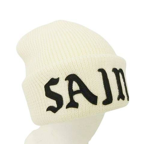 セントマイケル SAINTMICHAEL 24AW KNIT CAP SM-YS1-0000-082 ニット キャップ ロゴ 帽子 ビーニー ニット帽 白 ホワイト AA