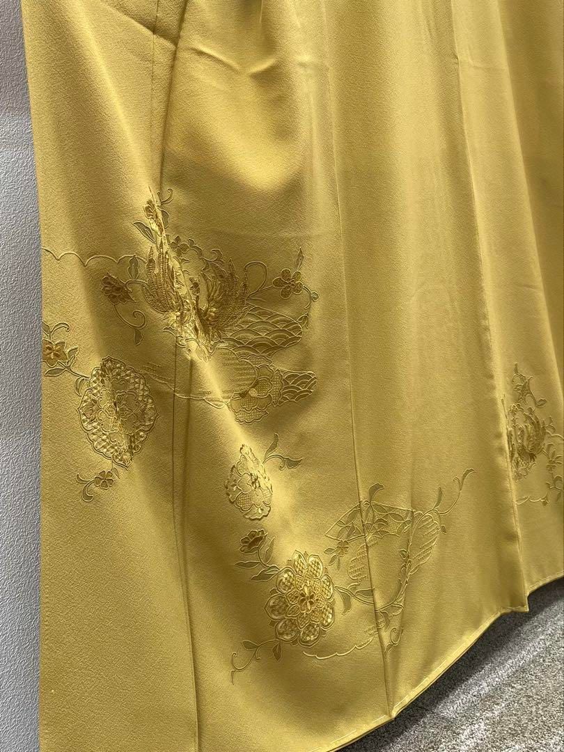 蘇州刺繍 汕頭刺繍 訪問着 鳳凰 鳥 華紋 唐花 正絹 躾糸付き 蘇州