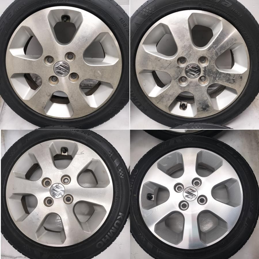◆本州 四国は ◆ ノーマル ＆ ホイール 4本 165 55R14 クムホ 14X4.5J スズキ ワゴンR 純正 4H -100 スズキの軽に