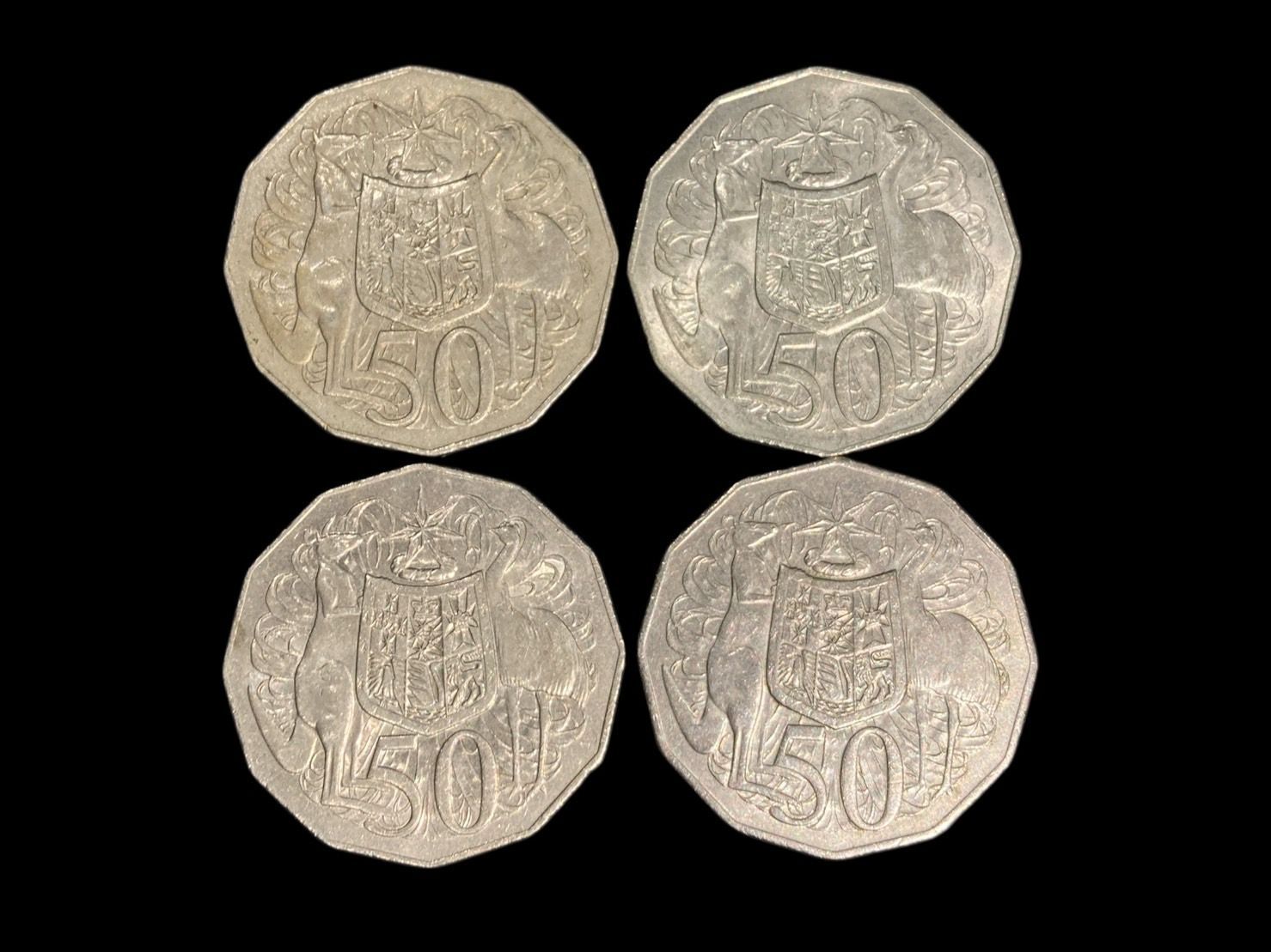 オーストラリア 50セント 硬貨 エリザベス2世 1975 1976 1980 4