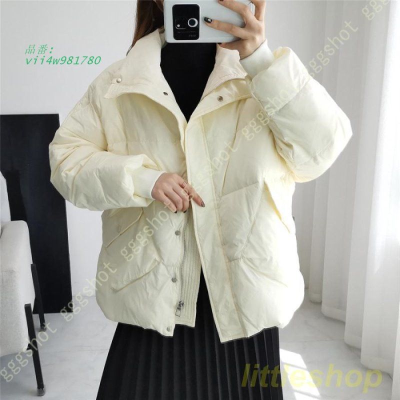 ミドル丈 ダウンジャケット ダウン フード付き ダウンコート レディース ポケット付き 白 カーキ 防寒 ブラック 黒 大人 上品 秋 冬 細見え フォックス vii 4 w 981780