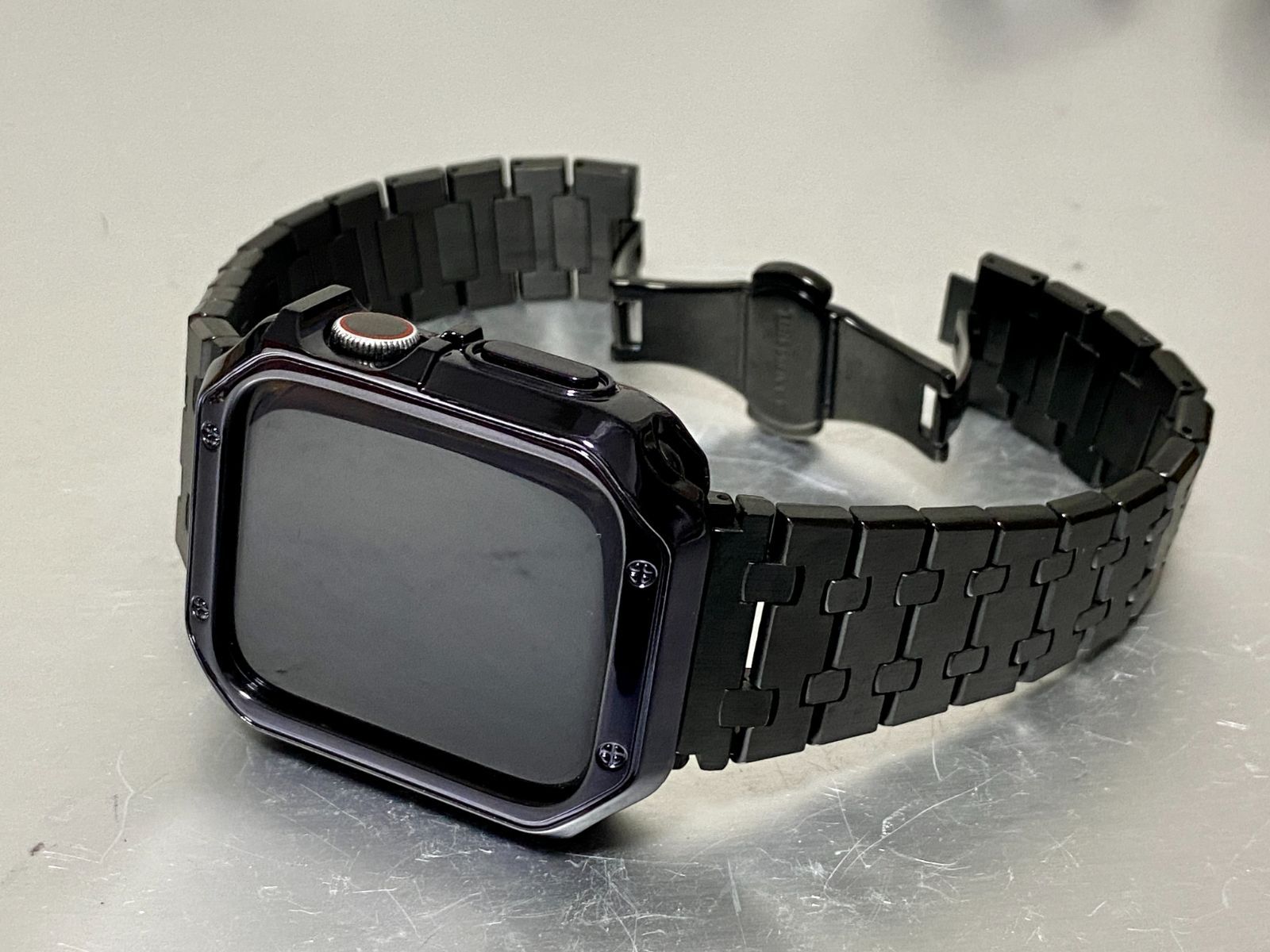 ミラーステンレス＆ブラック　TPU アップルウォッチ ラバーベルト Apple Watch ケース　カバー 38 40 41 42 44 45 46 49mm Apple Watch バンド 全SE Ultra