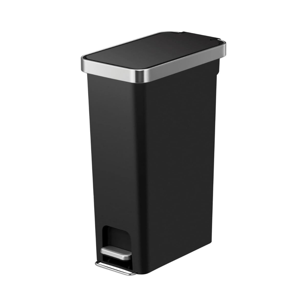 Color ブラック EKO ゴミ箱 ペダル式 ハナ スリム ステップビン ブラック 40L ふた付き インナーボックス無し EK6268-40L-BL