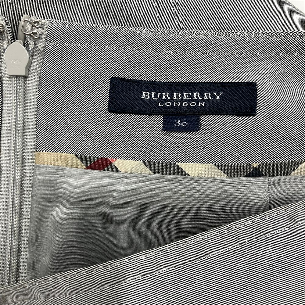 バーバリー BURBERRY スカート コットン ポリエステル ポリウレタン FXD69-576-07 グレー 36 レディース【中古】