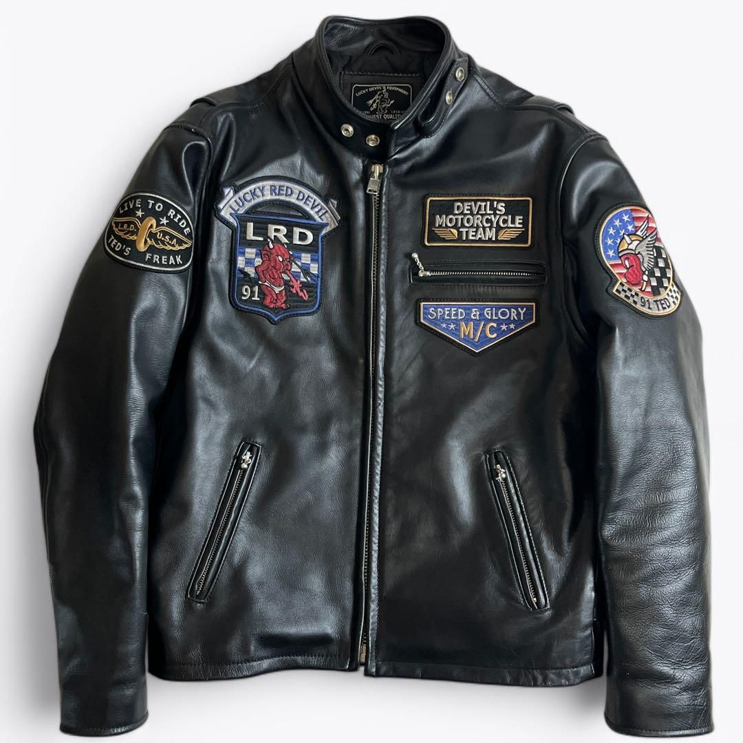 200着限定】TED MAN レザー ライダースジャケット ブラック