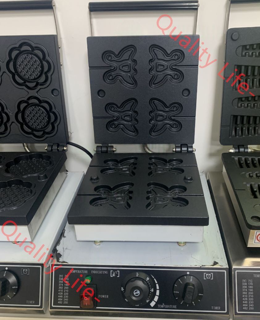 電気 蝶々型のワッフルメーカー ワッフル マシン 4個焼き 単相１0０V|業務用|飲食店|店舗用品