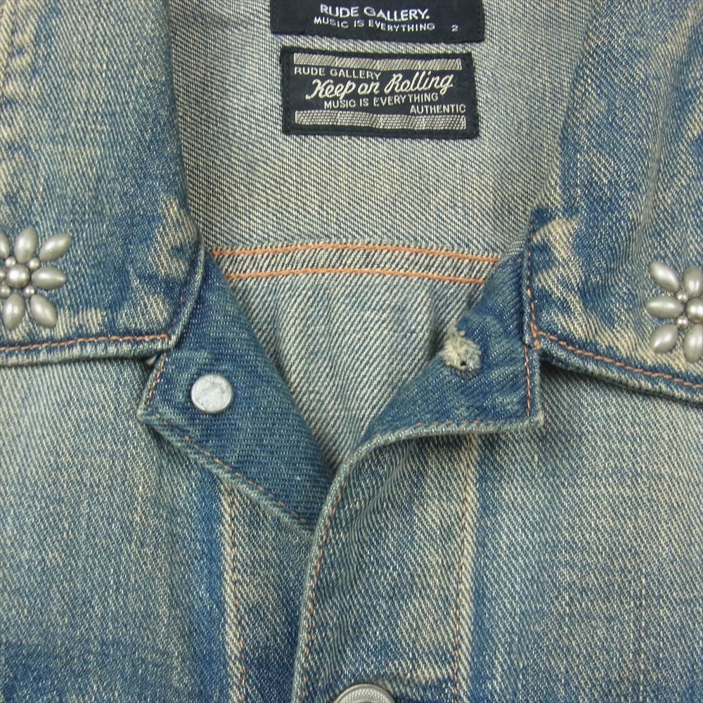 RUDE GALLERY ルードギャラリー rudegallery RG JEAN JKT WASHED DENIM & STUDS CUSTOM スタッズ  デニムジャケット インディゴブルー系 2【中古】 - メルカリ