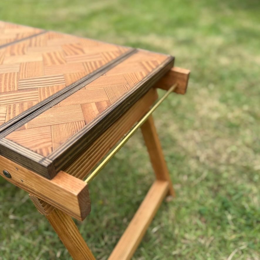 IGTテーブル 折りたたみローテーブル ヘリンボーン天板 チーク色 igt