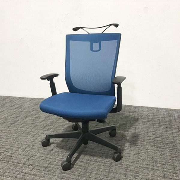 エスクードチェア ハイバック メッシュタイプ ハンガー付 オカムラ ターコイズブルー