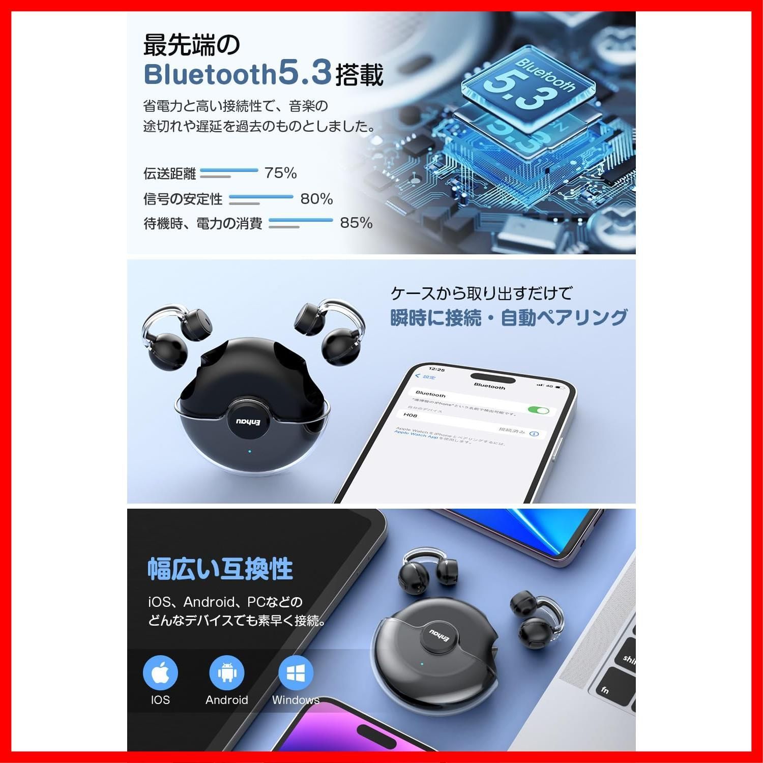 数量限定】【2024新登場 超軽量設計】 ワイヤレスイヤホン bluetooth 