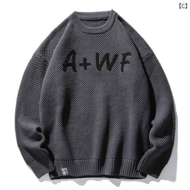 3 XL メンズ ファッション 服 男性用 オシャレ シンプル 大人 かっこいい 大きいサイズ ストリート 紳士服 アメリカン レトロ ラウンドネック セーター 長袖 カジュアル インナーウェア アウターウェア