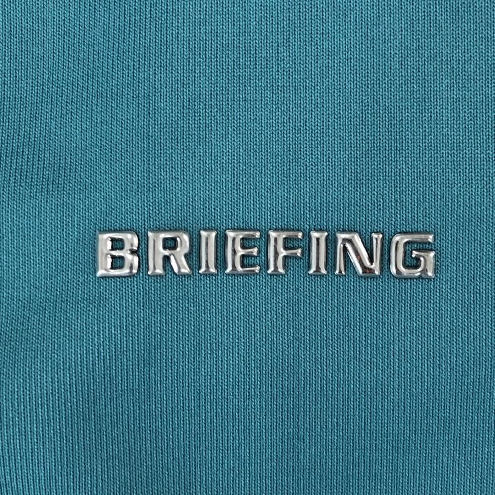 長袖ハイネックシャツ 白×ブルーグリーン