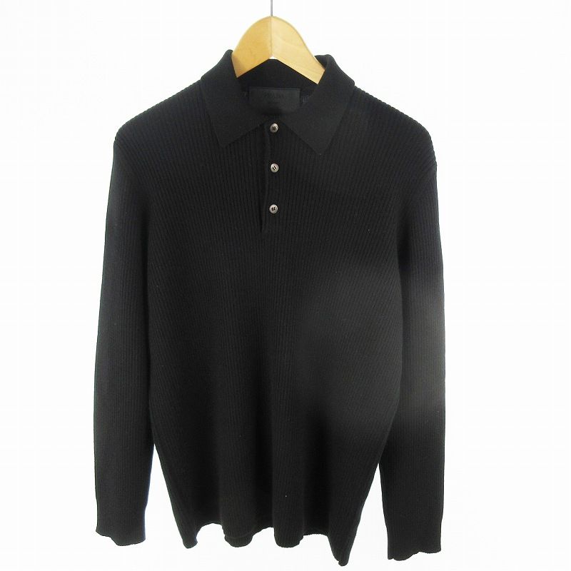 【送料&関税込】Prada Melange Sand Cashmere Tank Top プラダ PRADA カシミヤ100% セーター ニット ハーフボタン 黒