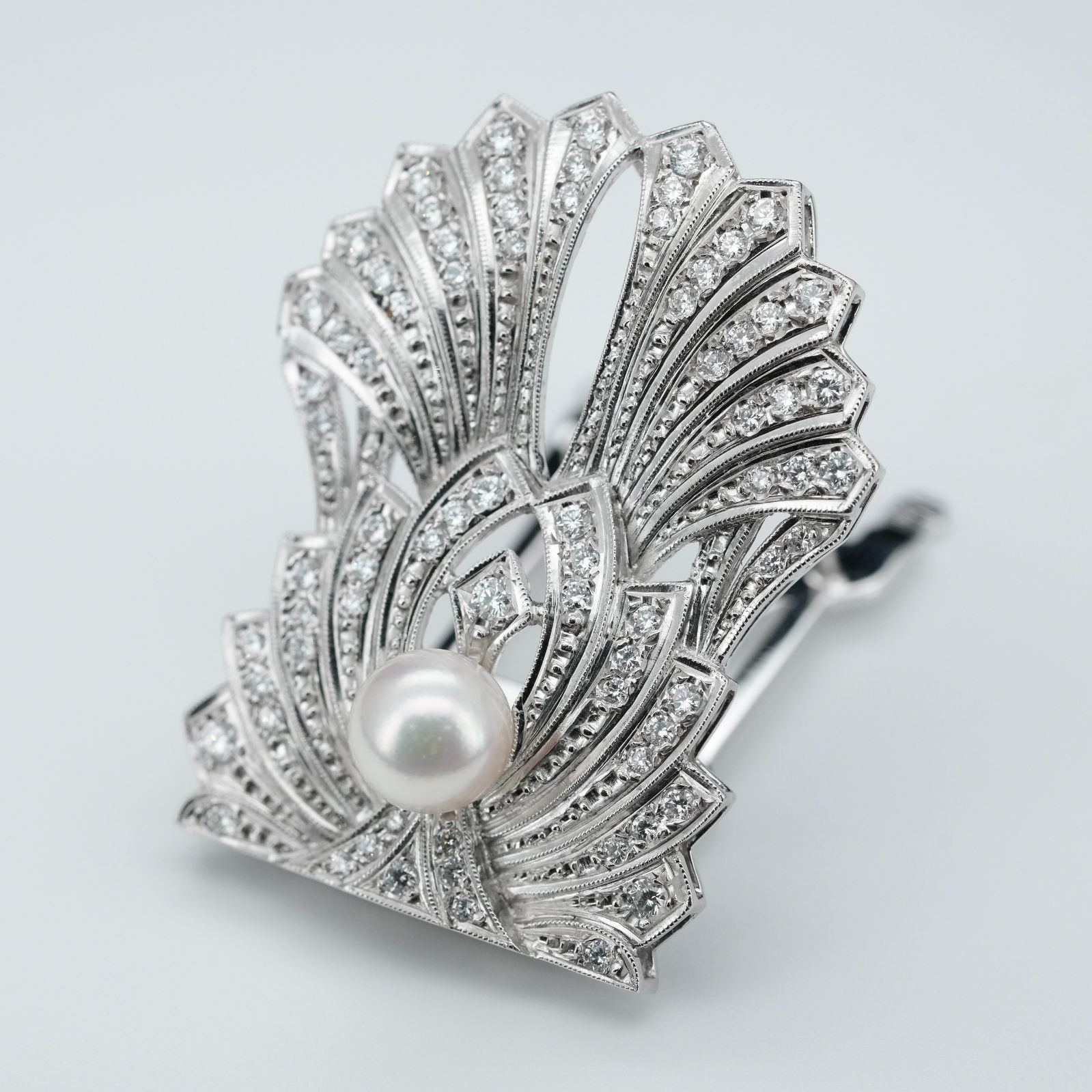 ミキモト パール デザイン ブローチ WG 極美品 最高級!!ミキモト