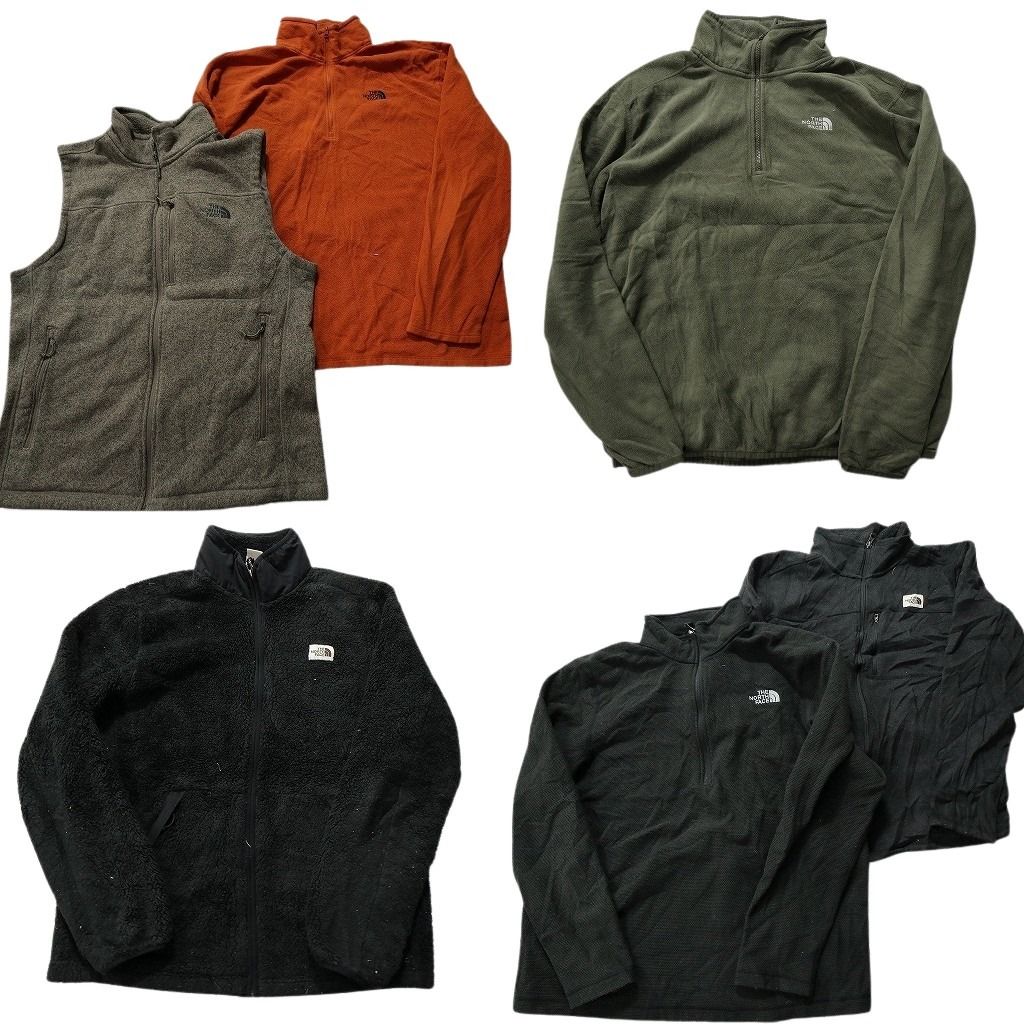 古着卸 まとめ売り THE NORTH FACE ノースフェイス フリース 6枚セット (メンズ L /XL ) ハーフジップ オレンジ フルジップ ベスト MX4859