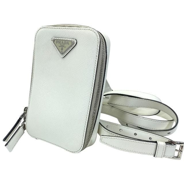 PRADA プラダ 2VZ039 ショルダーバッグ ボディバッグ ミニバッグ トライアングルロゴ レザー ホワイト 白