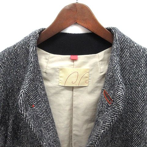 パラスパレス Pallas Palace ウール カシミヤ ヘリンボーン ノーカラー