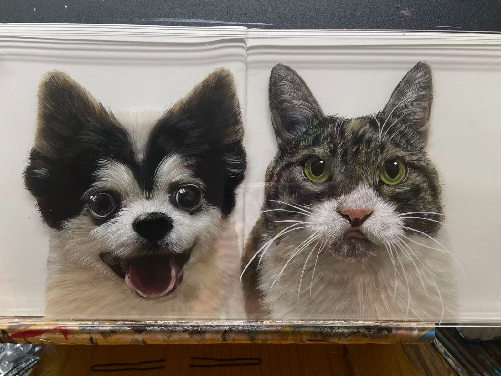 ペット 立体アクリル肖像画 完全オーダーメイド 犬 猫 写真から似顔絵