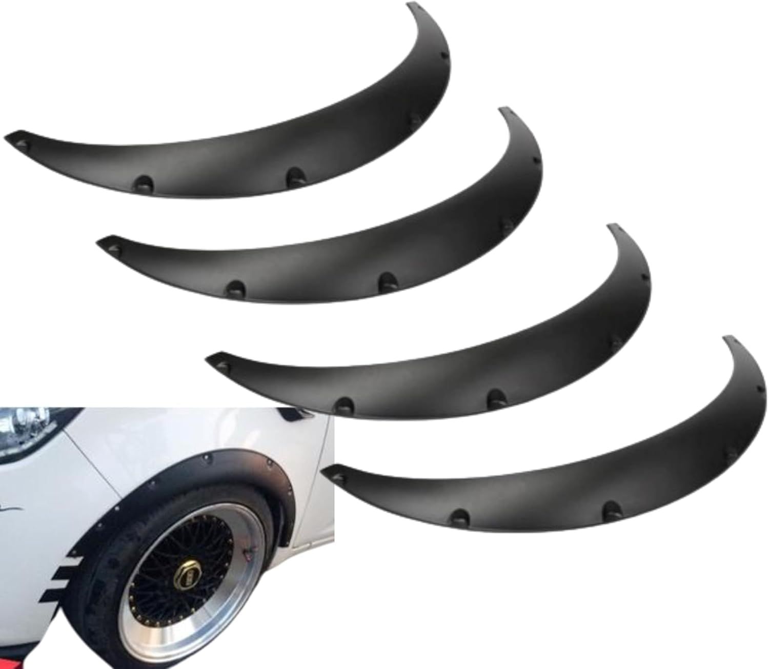 オーバーフェンダー 汎用 30mm 4枚 セット ビス止め PP製 マット