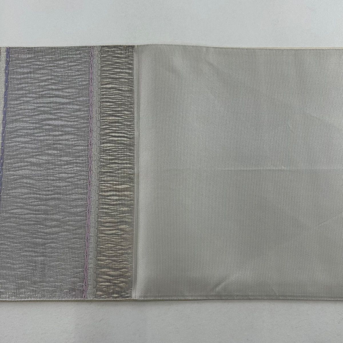 袋帯 秀品 段縞 銀糸 灰色 六通 正絹 【中古】 - メルカリ