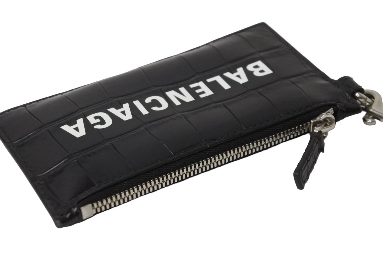 バレンシアガCASHキーリング付きカードケース クロコダイル型