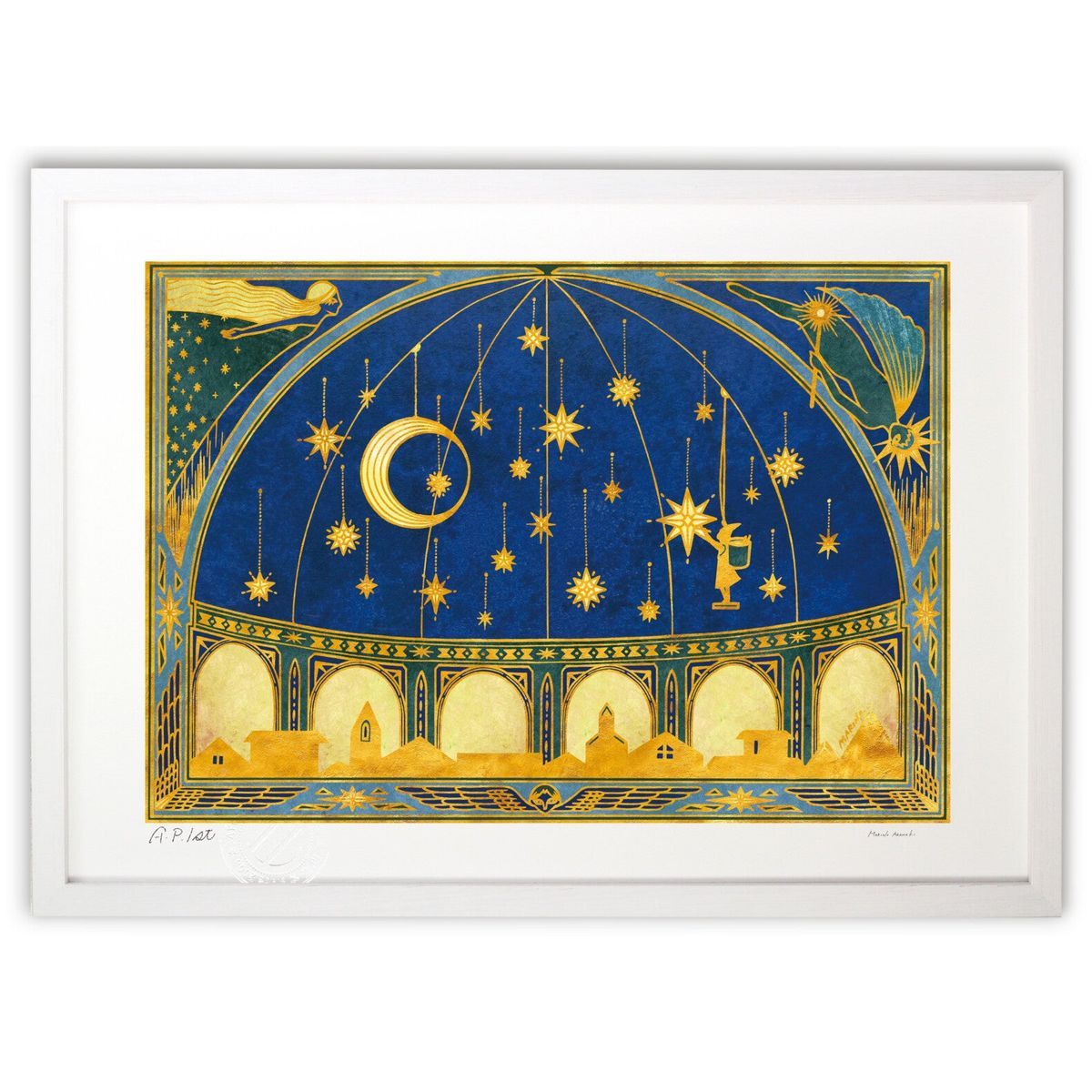 版画 星職人 荒巻まりの インテリア 額入り 風景画 ポスター アート リビング 玄関に飾る 風水 プレゼント モダン - LL おしゃれ 壁掛け 絵