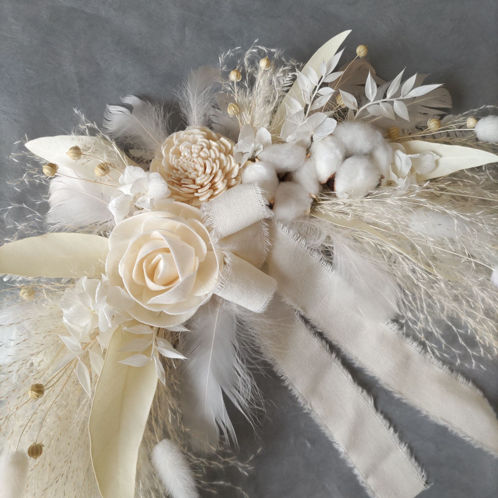 ＊横長スワッグ　ホワイト系　ニューボーン　Birthdayフォト＊* 60cm 横長スワッグ ホワイト系 ニューボーン Birthdayフォト＊* 60cm 横長