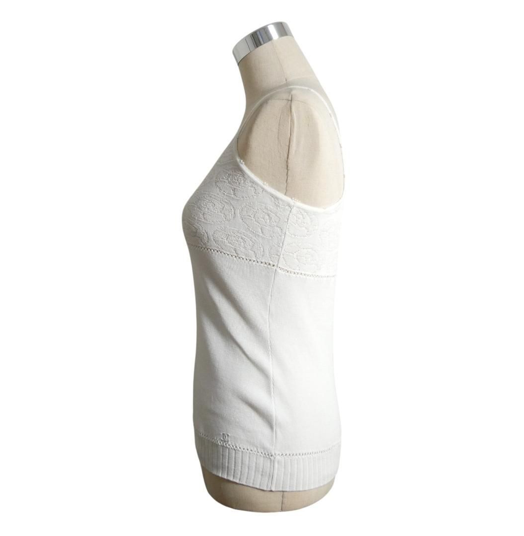 美品 CHANEL シャネル サイズ38 カメリア 刺繍 ココマーク コットン