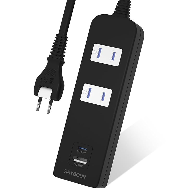 電源タップ２コンセント＋２USB type-A type-C PD QC 対応急速充電 おしゃれ ほこり防止シャッター 雷ガード搭載 (3m， ブラック) 1
