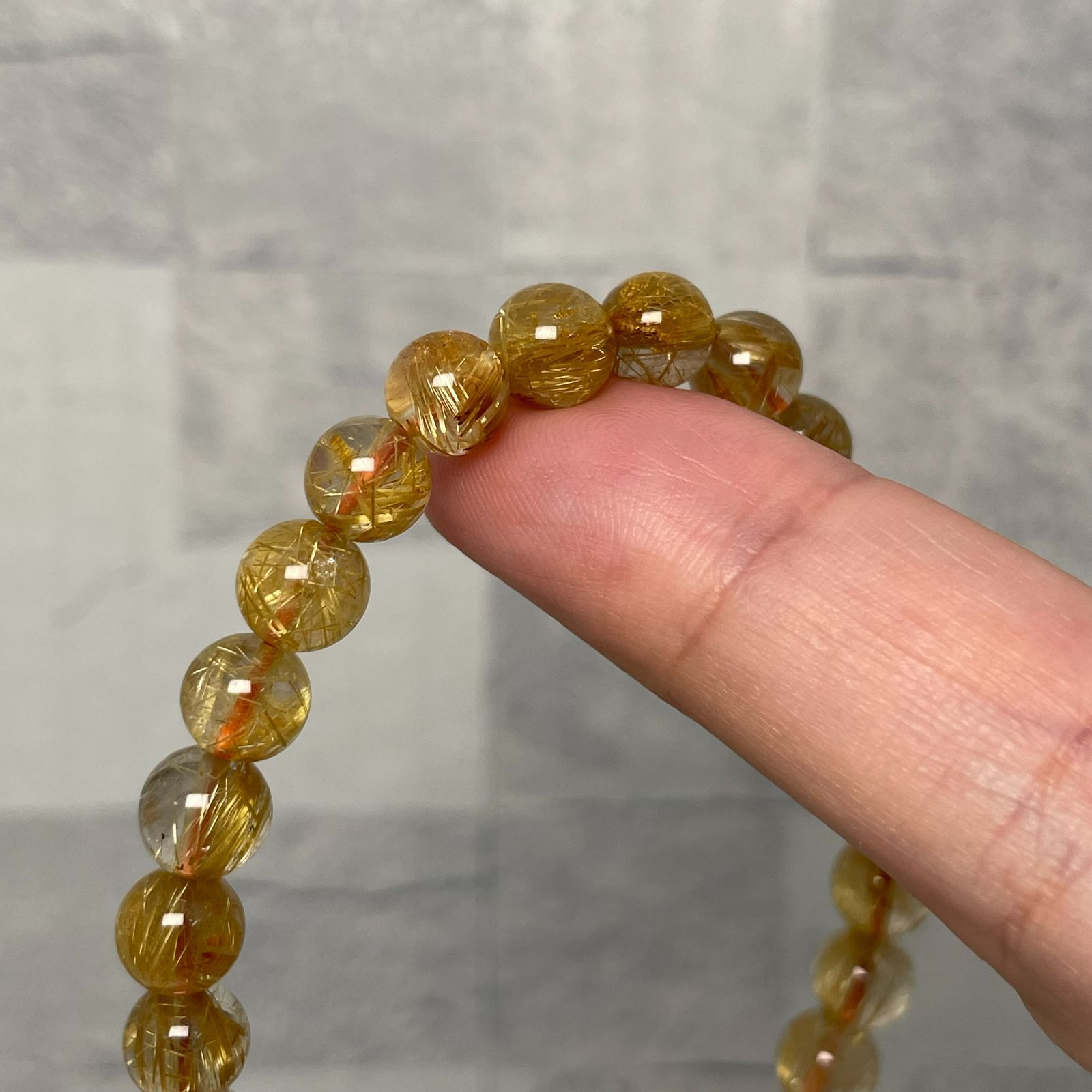 高品質】ルチルクォーツとタイチンルチルブレスレットA【金運上昇