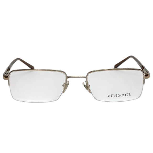 ヴェルサーチ MOD.1066 1053 55□18 135 眼鏡 メガネ アイウェア スクエアフレーム ハーフリム メタル ゴールド ブラウン VERSACE