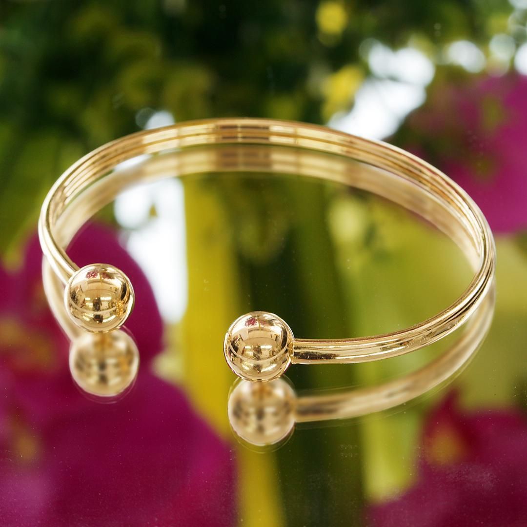 磁気入り K18 yg ブレスレット オープン バングル 18金 イエロー 