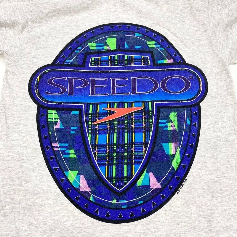 USA製 90's スピード SPEEDO Tシャツ 半袖 シングルステッチ ロゴ プリント サイズ：メンズ M グレー【UR】